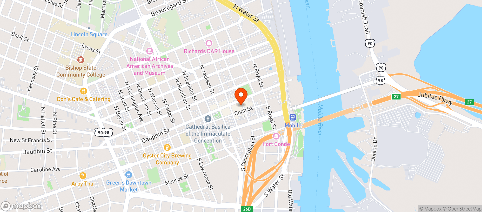 Map showing Alabama Music Box