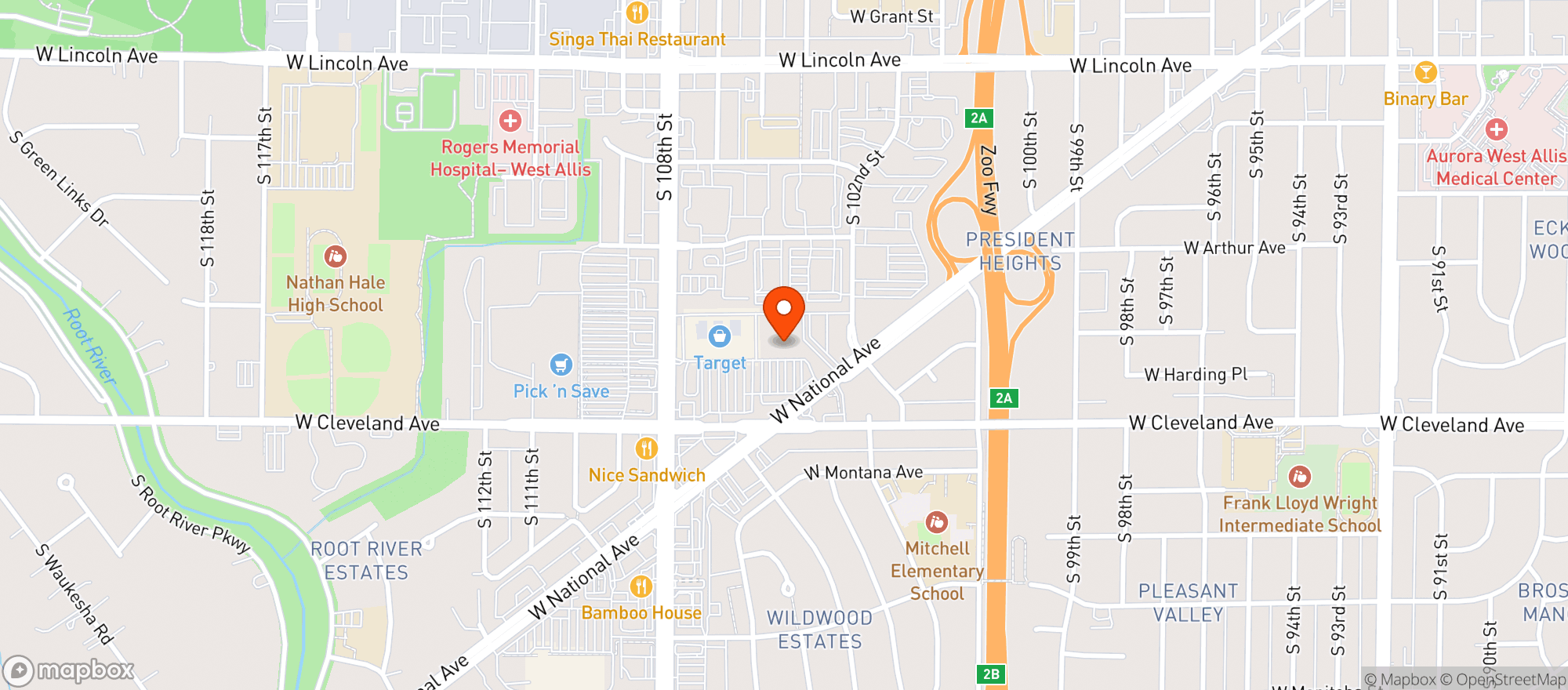 Map showing Piggly Wiggly -West Allis