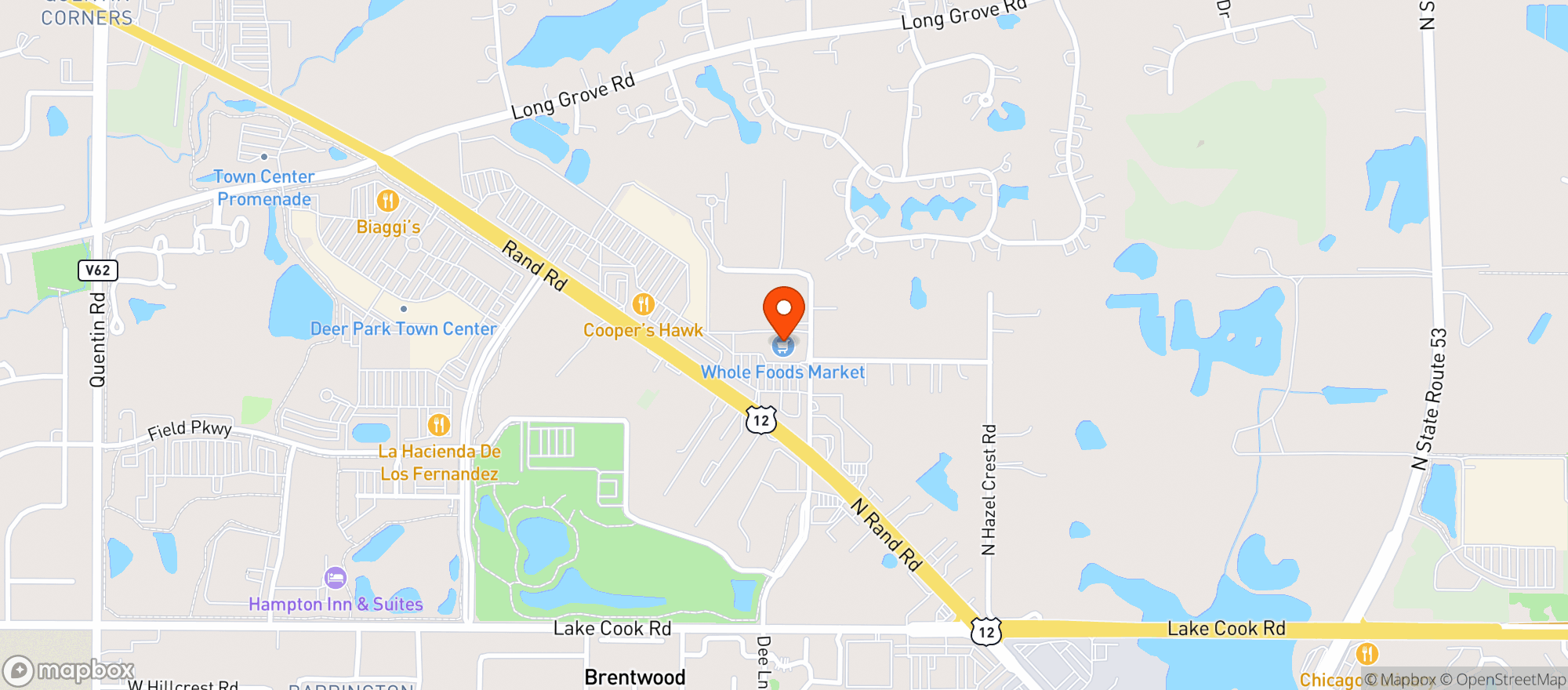 Map showing Whole Foods Market - Kildeer