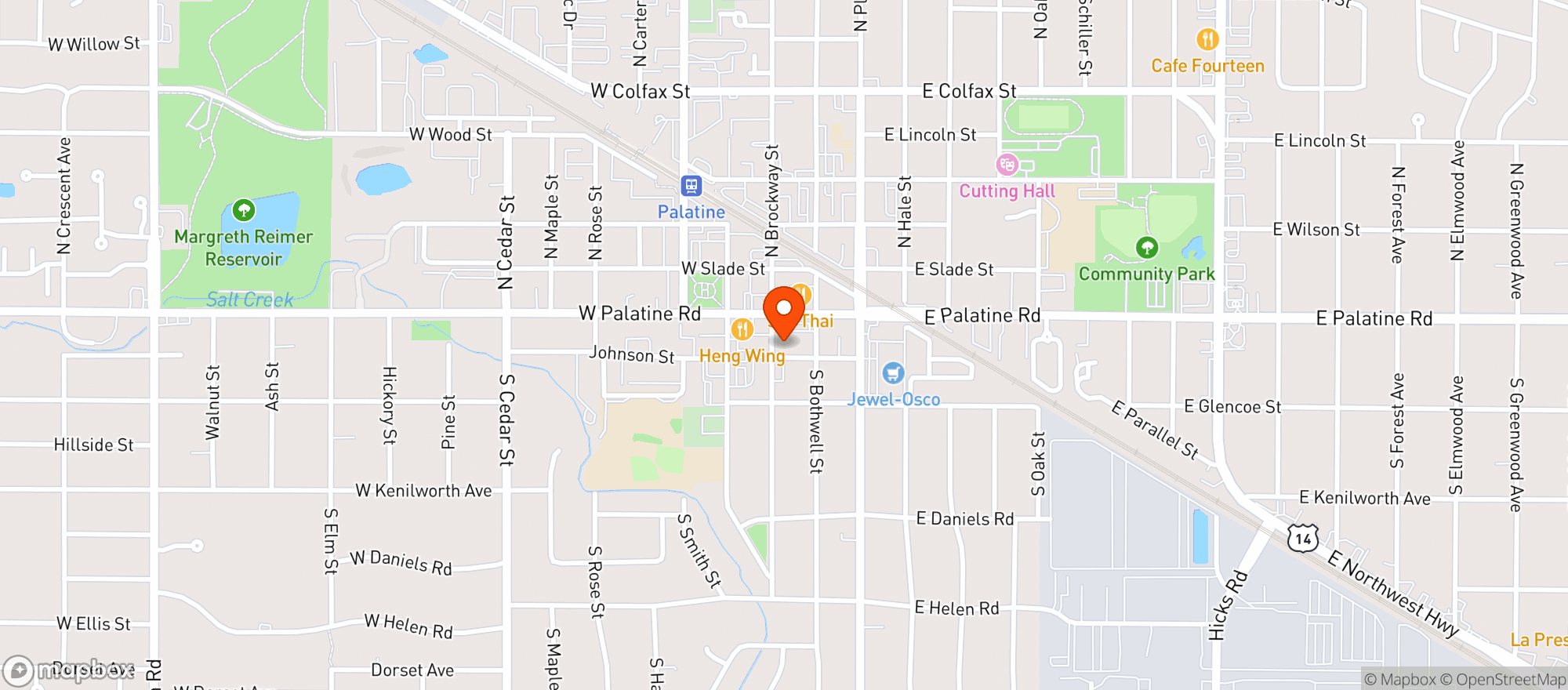 Map showing Garfields Beverage Warehouse