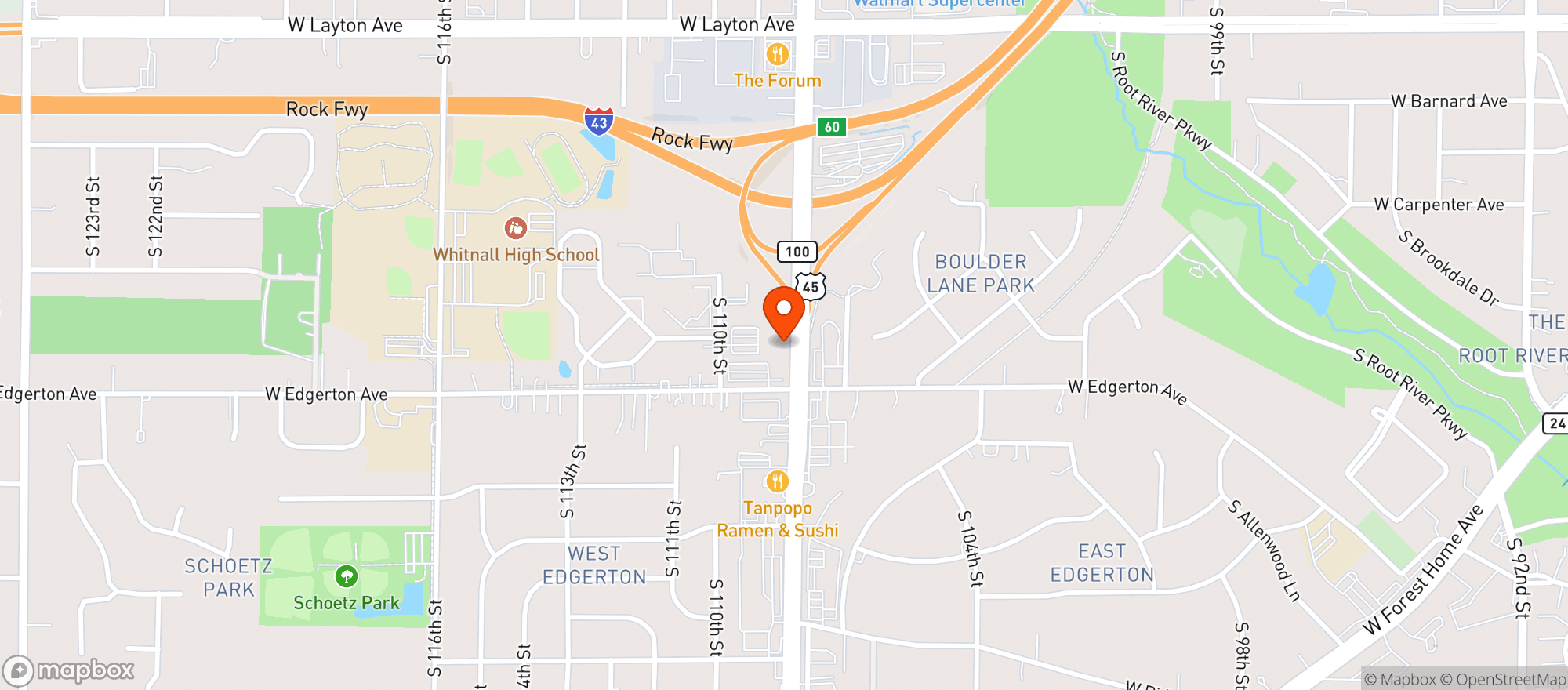 Map showing Wisconsin Athletic Club | Greenfield