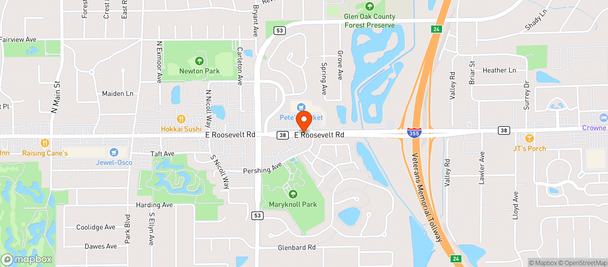 Map showing PETE's FRESH MARKET #15 / Glen Ellyn