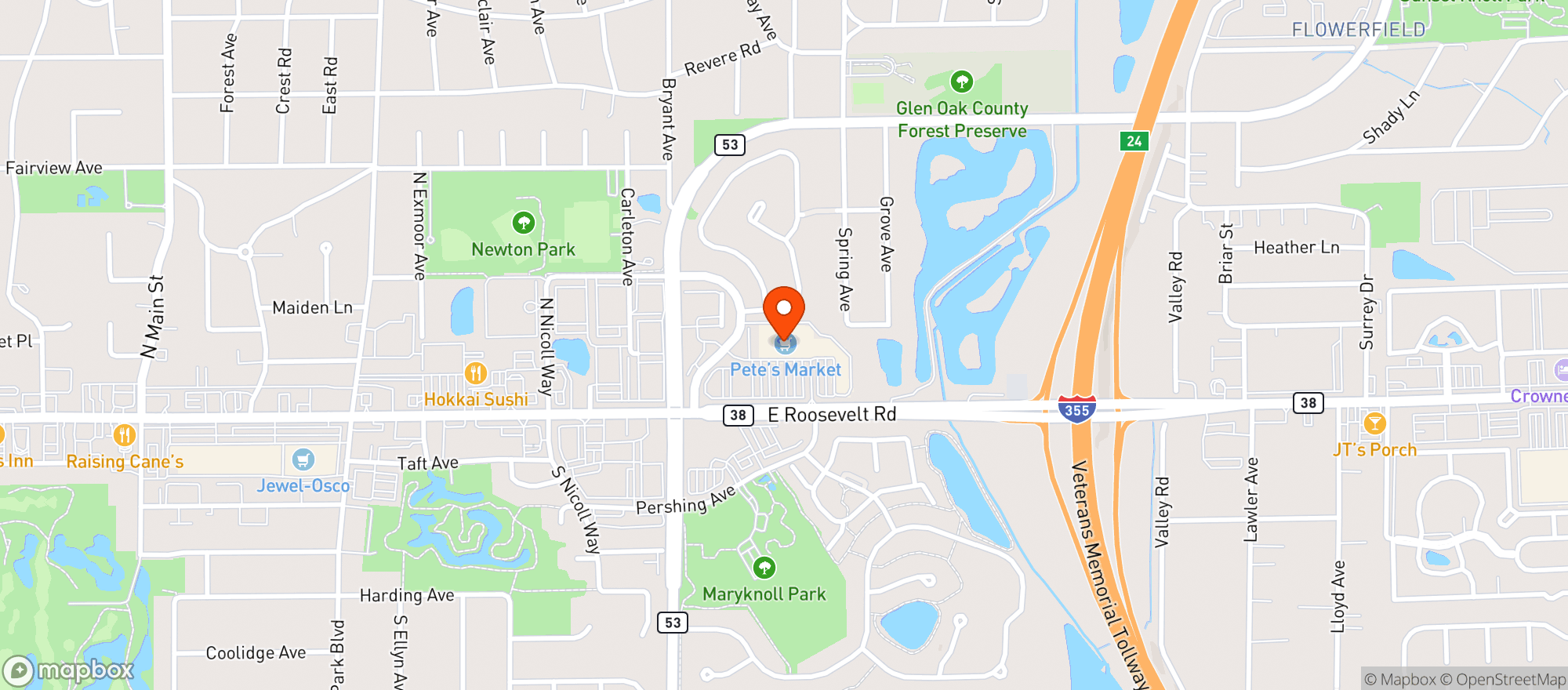 Map showing Pete S Fresh Market Wine Bar