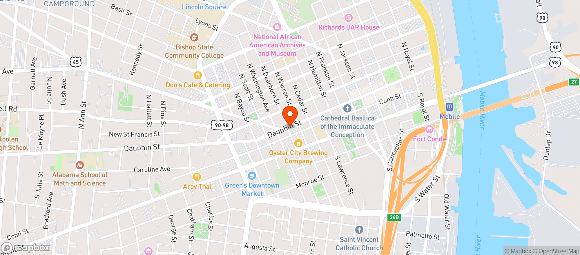 Map showing Wintzells Oyster House