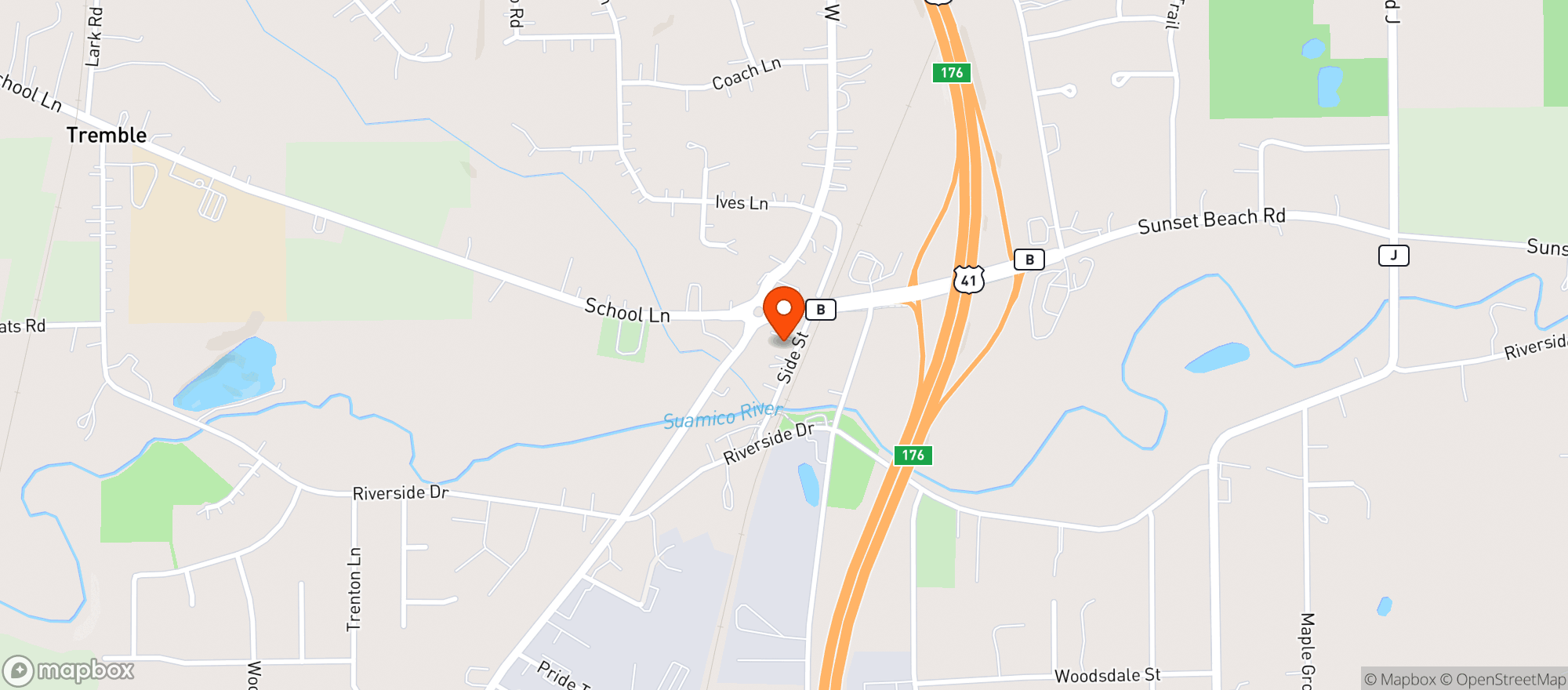Map showing Shoots Bar + Grill