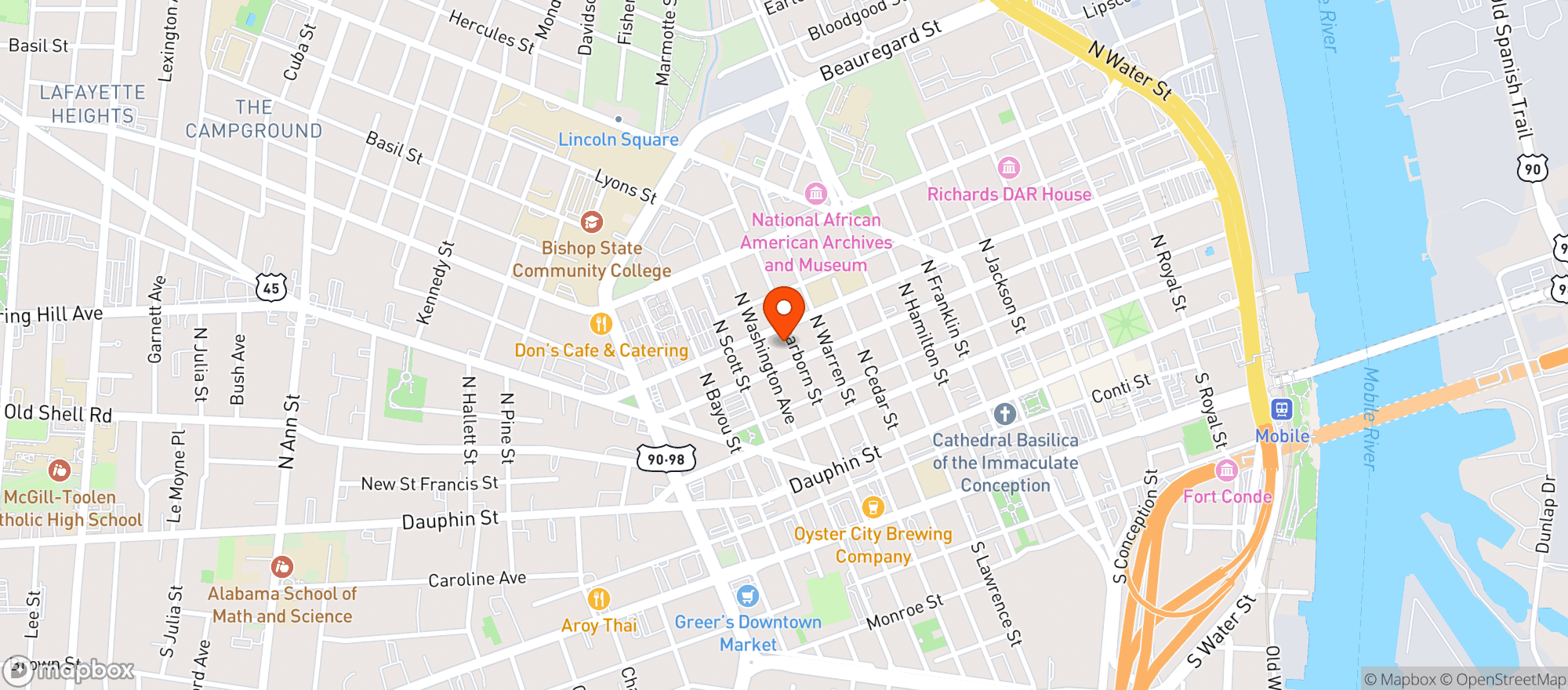 Map showing Wingman Brewing Co