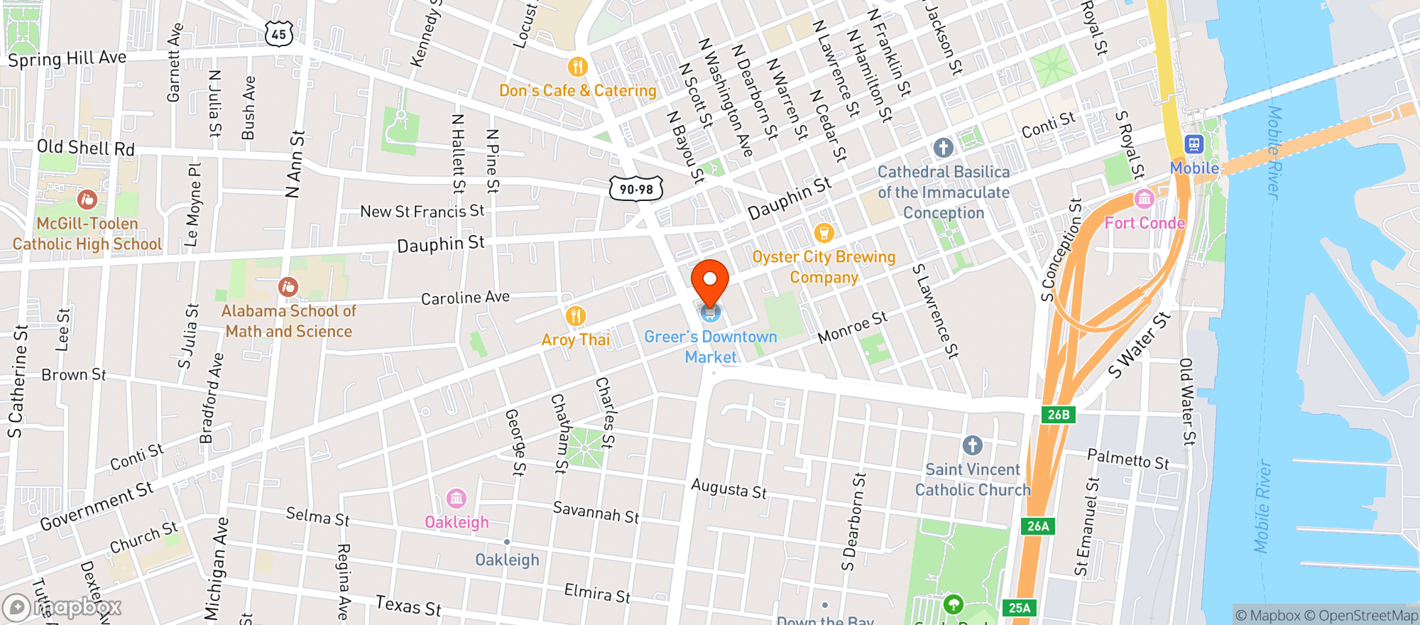 Map showing Greers Food Store #35
