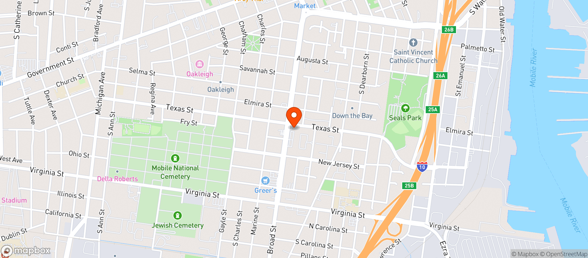 Map showing Broad Street Food Mart
