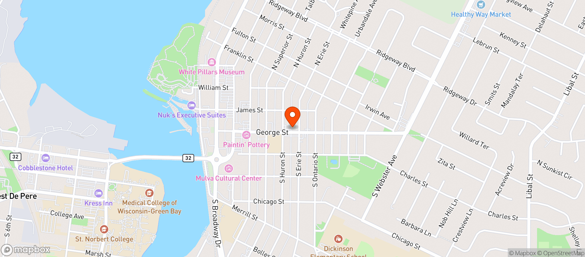Map showing De Pere Minimart