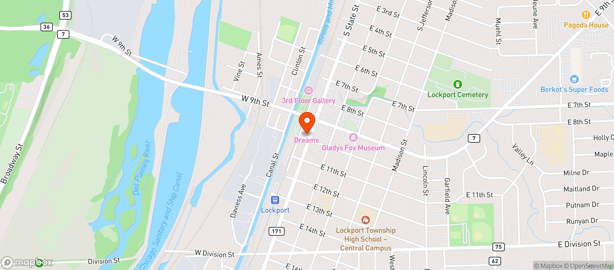 Map showing Embers Tap House & Social Club