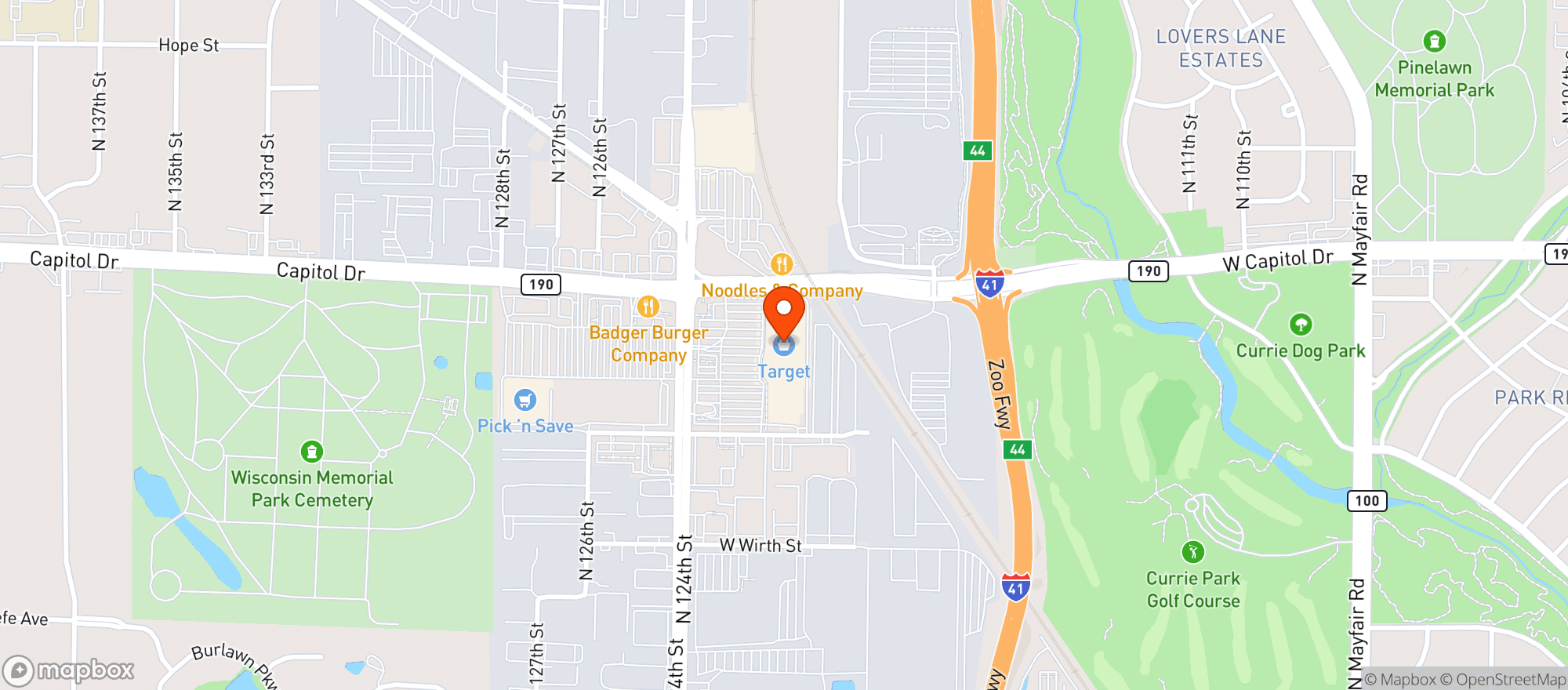 Map showing Target - Wauwatosa