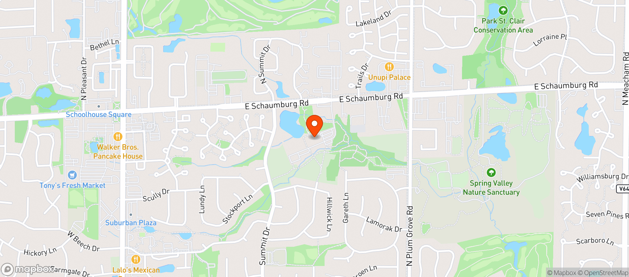 Map showing Prairie Center Arts