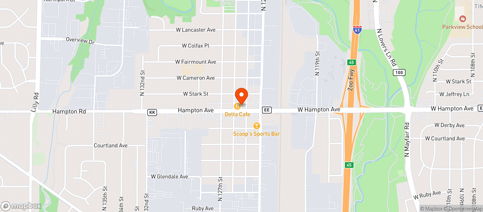 Map showing Bottoms Up Tavern