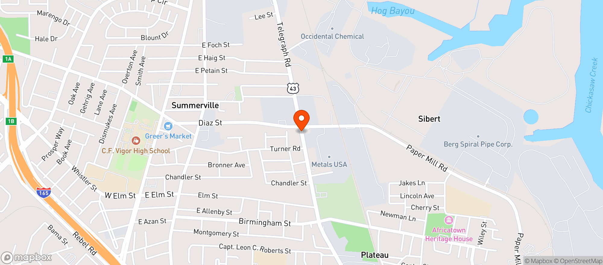 Map showing A 1 Stop