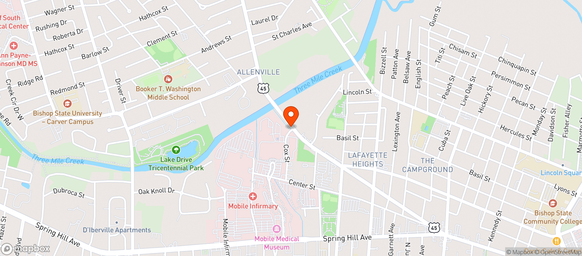 Map showing Food Mart