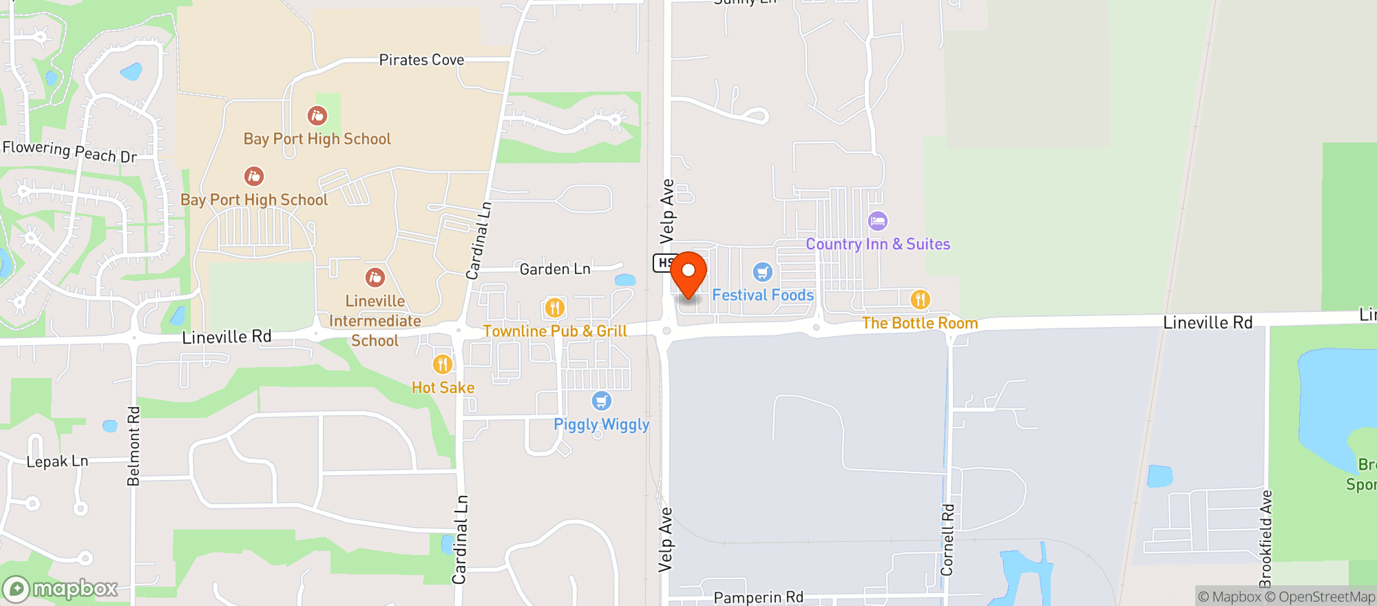 Map showing Kwik Trip #365 - Suamico