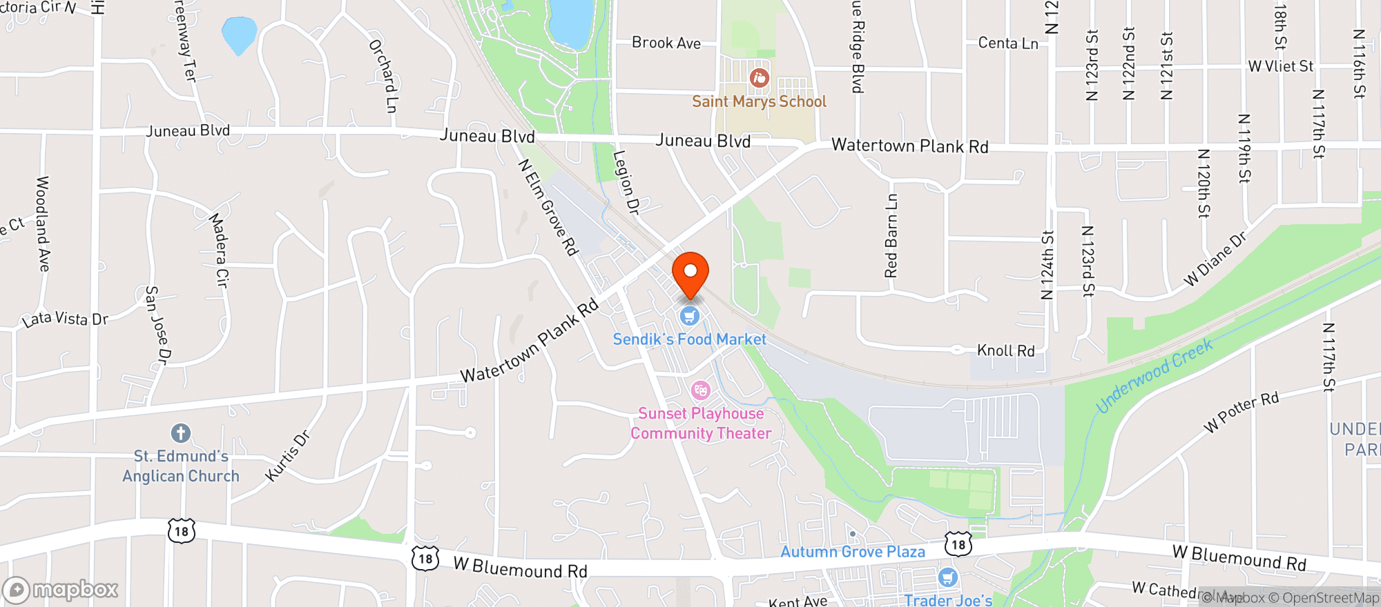 Map showing Sendik's Food Market - Elm Grove