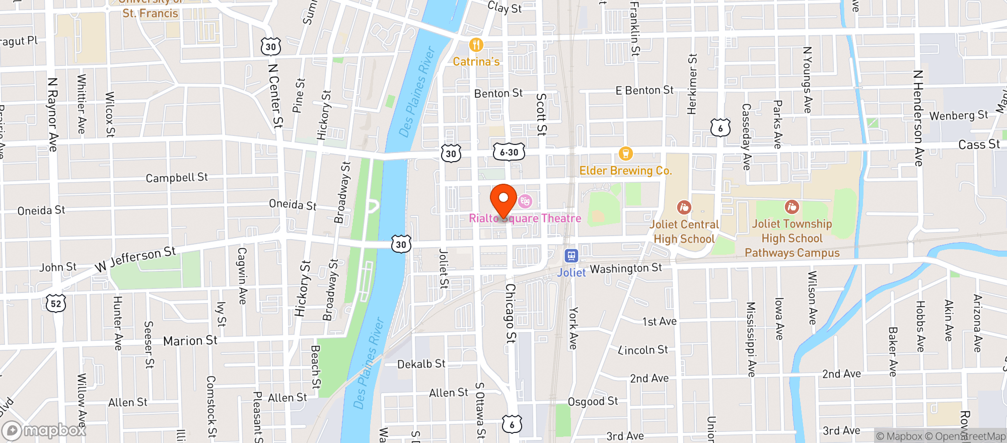 Map showing Chicago Street Pub