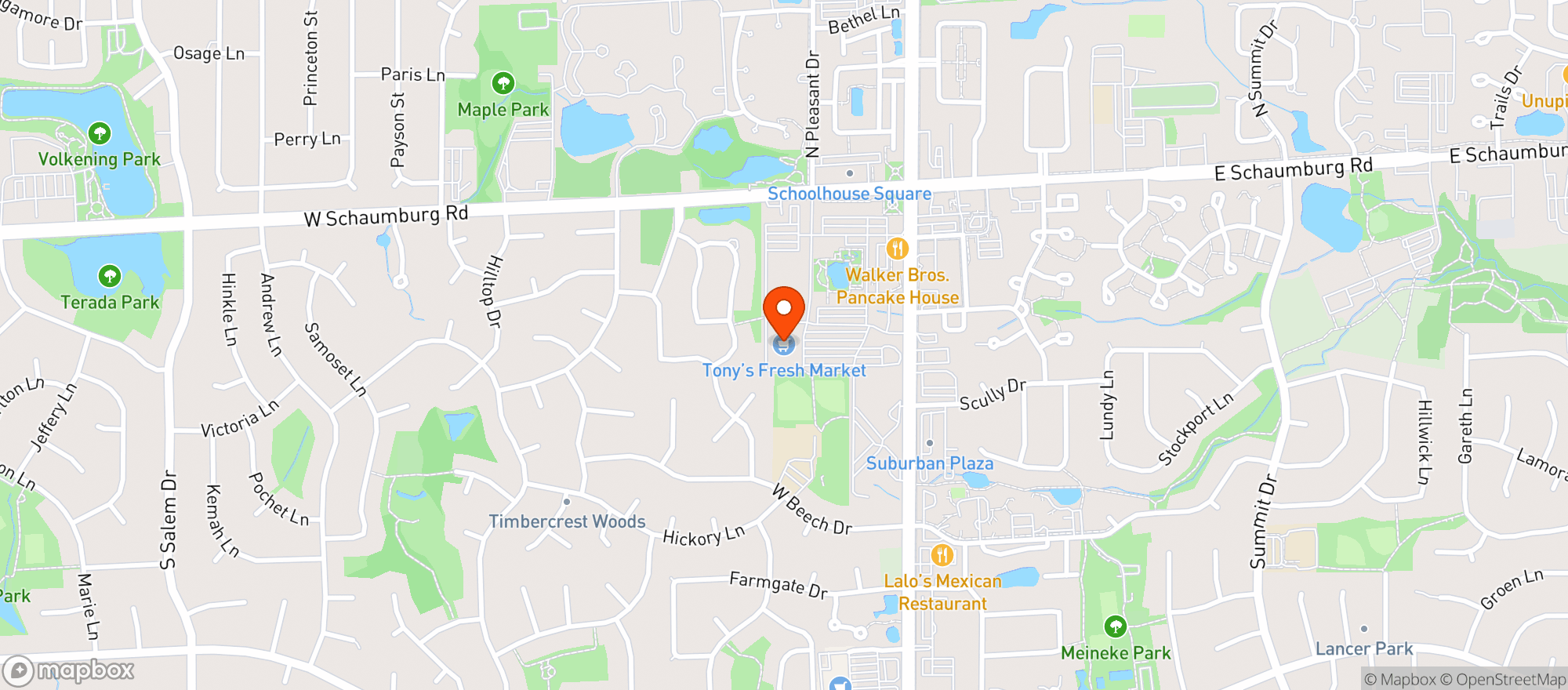 Map showing Tonys Fresh Market