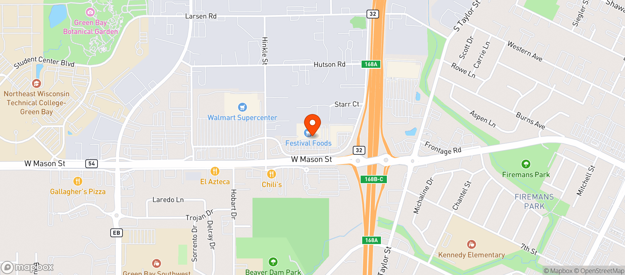 Map showing Festival Foods Green Bay West #2740