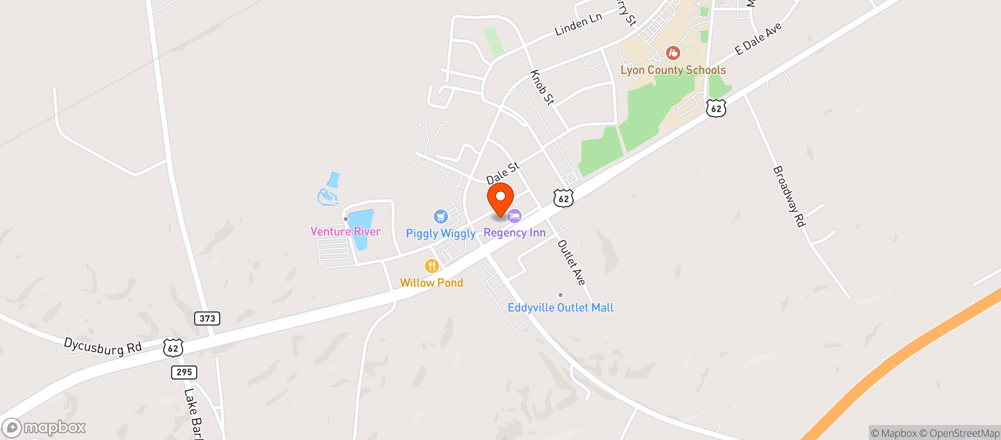 Map showing Eddyville Wine Spirits