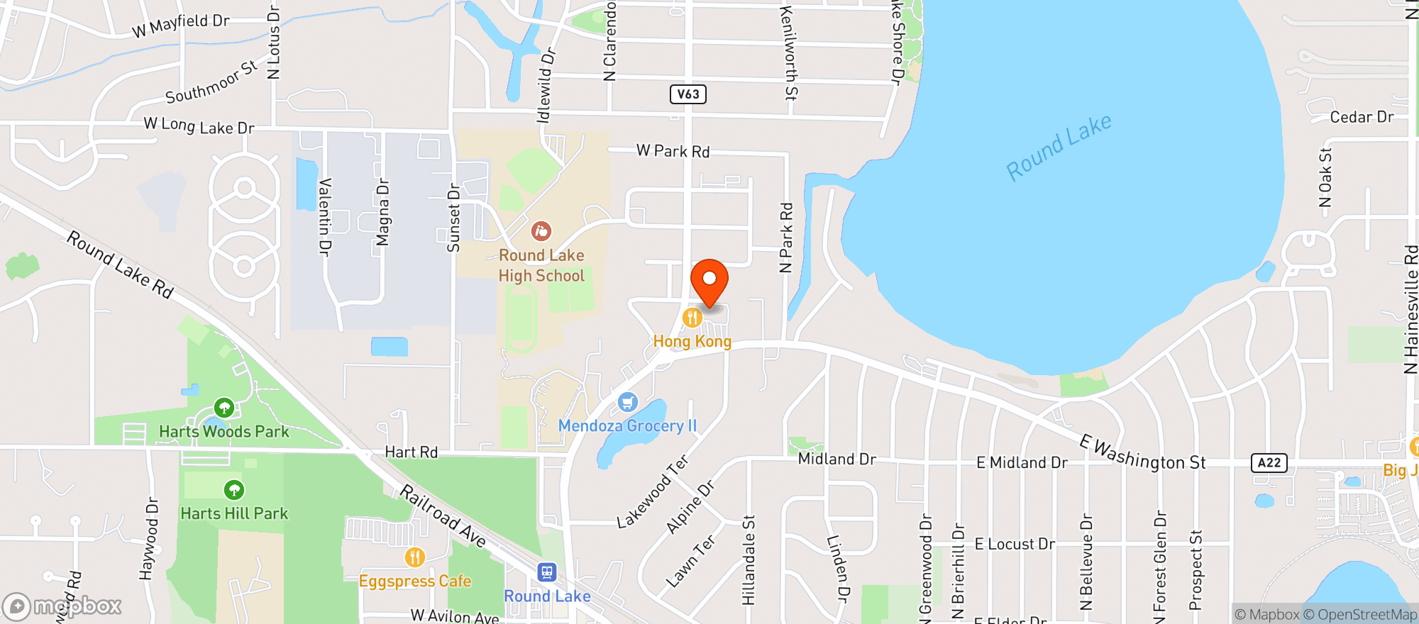 Map showing ROUND LAKE LIQUORS