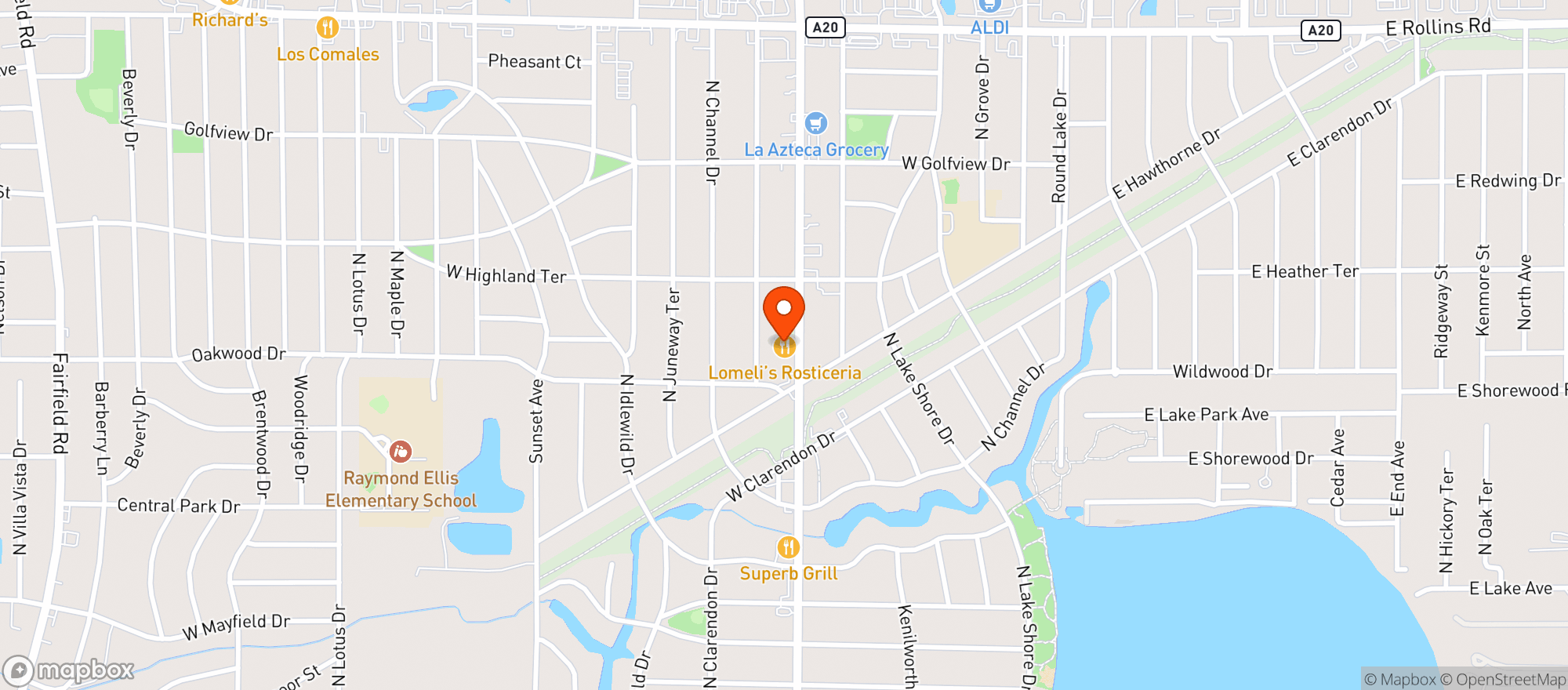 Map showing Lomelis Rosticeria & Taqueria