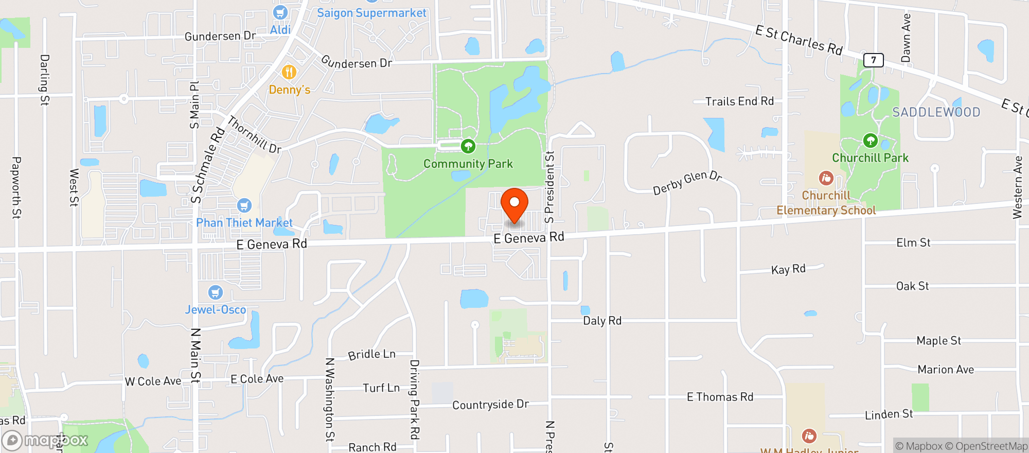 Map showing Rosati S Pizza - Carol Stream