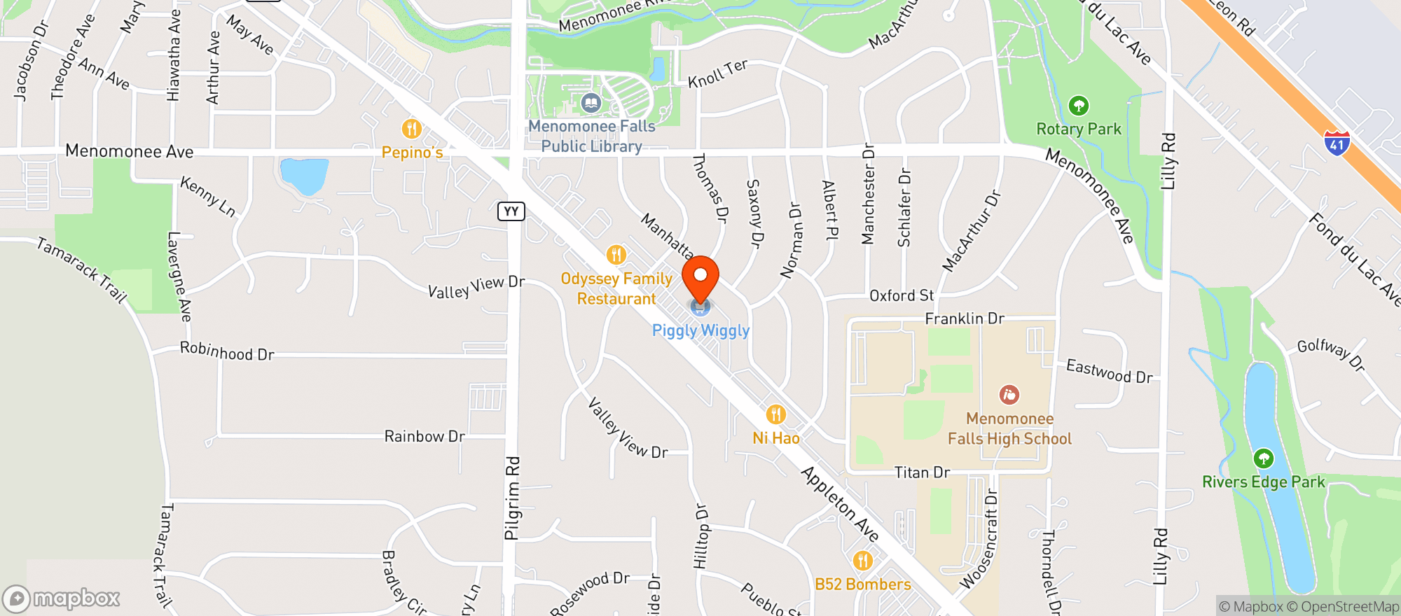 Map showing Peiffer S Piggly Wiggly