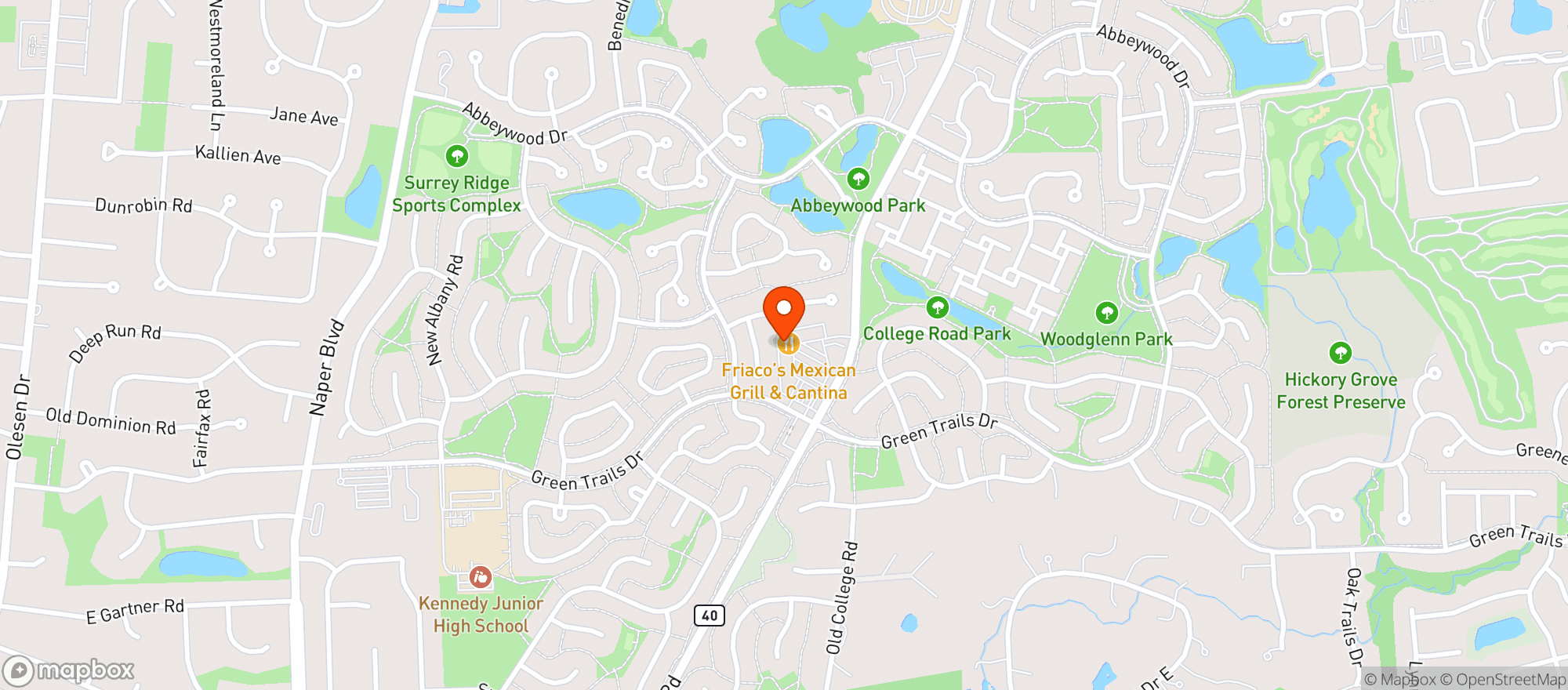 Map showing Kindred Gastropub