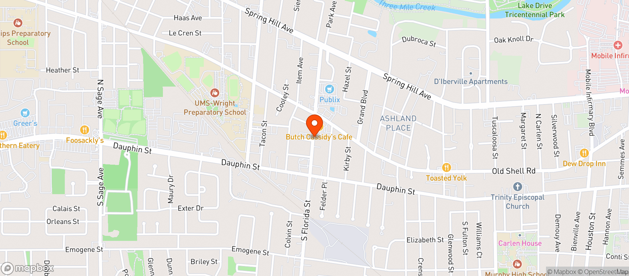 Map showing Butch Cassidys Cafe