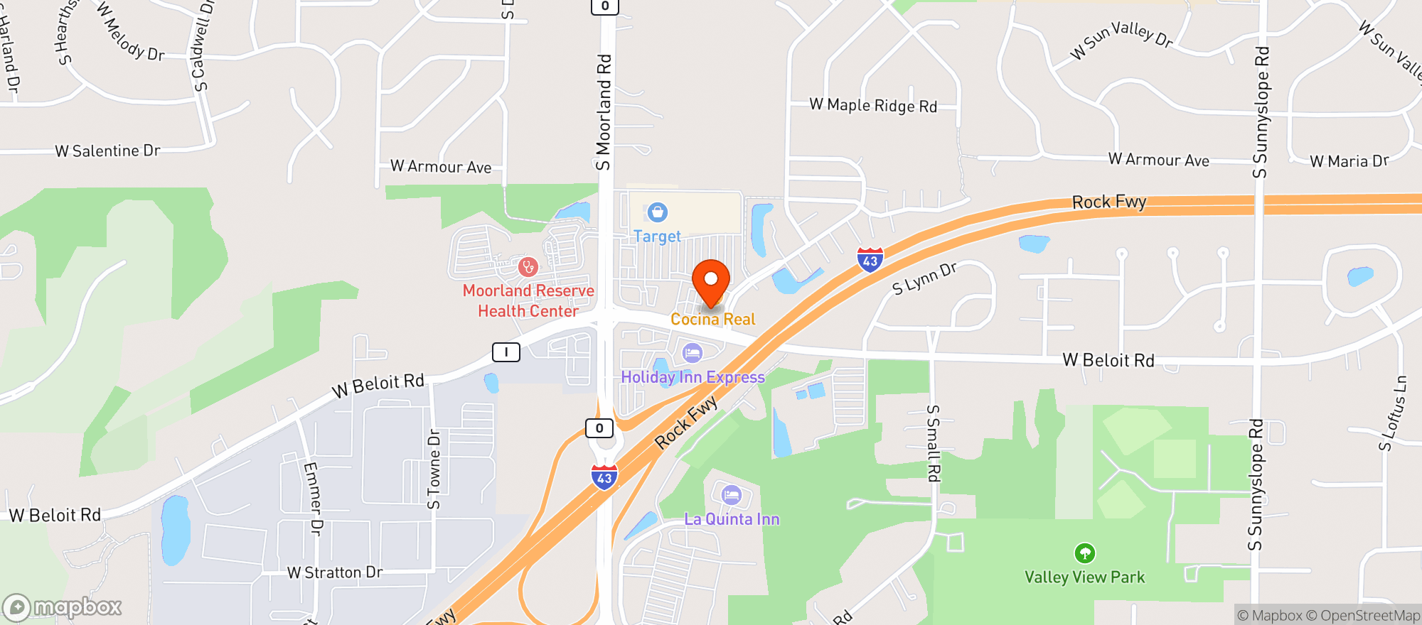 Map showing Buffalo Wild Wings Gril #410