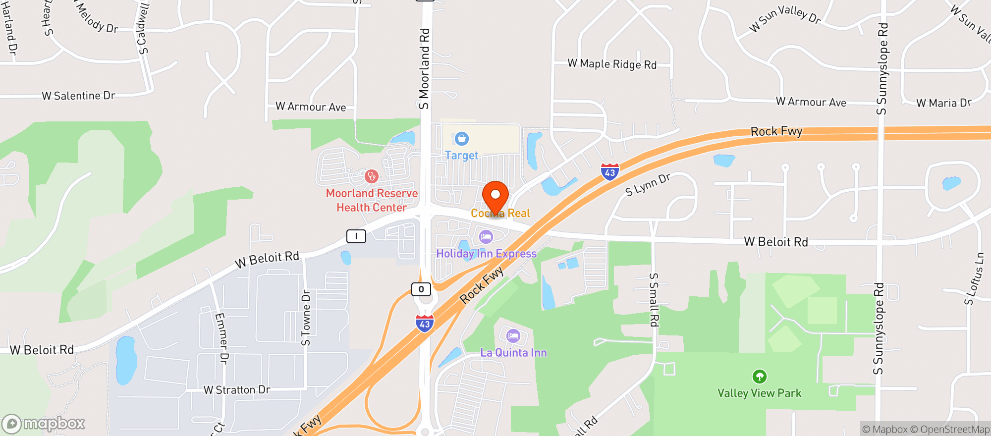 Map showing Mi Cocina Mexican Restaurant