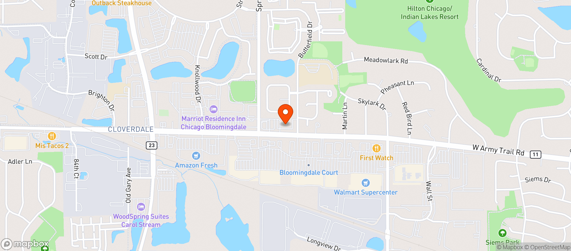 Map showing Binny's Bloomingdale