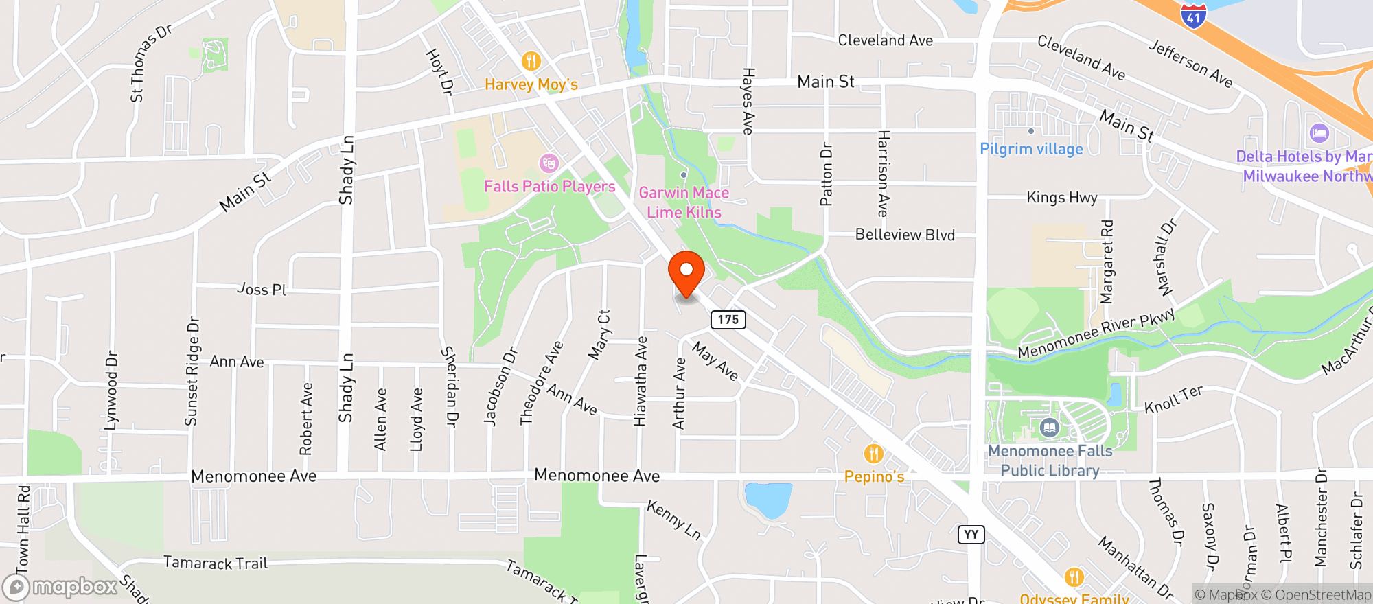 Map showing Menomonee Falls Bp
