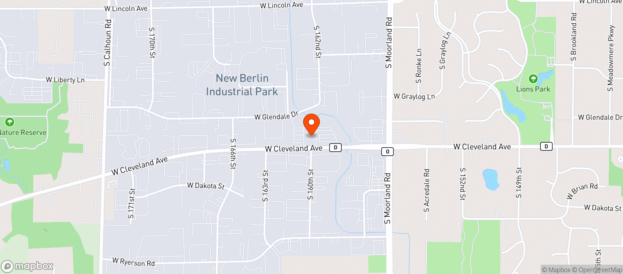 Map showing New Berlin Bowl