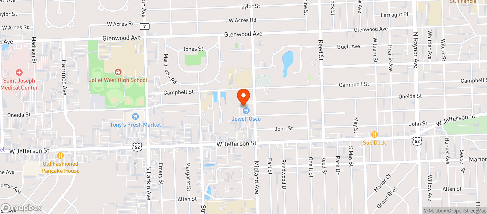 Map showing Osco Drug #1074