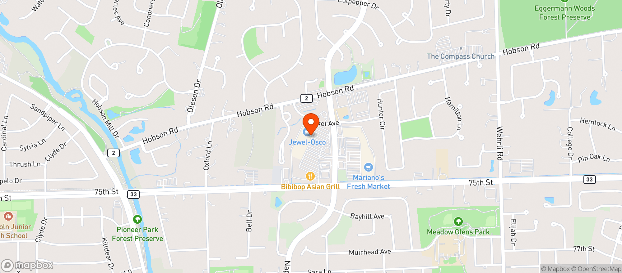 Map showing Jewel Osco
