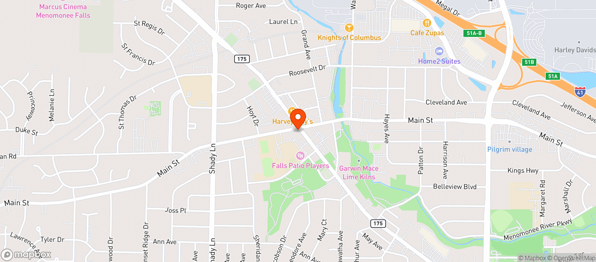 Map showing Sals Pub Grill