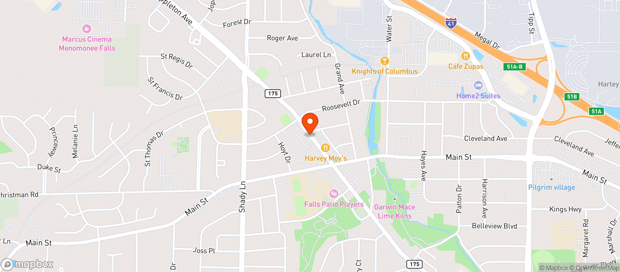 Map showing Falls Liquor
