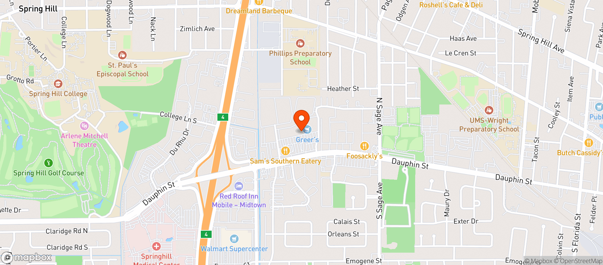 Map showing Greers Food Store #15