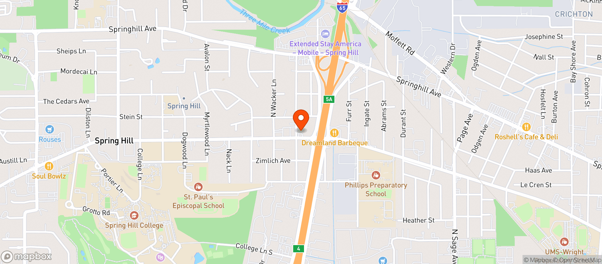 Map showing Bebos Springhill Market