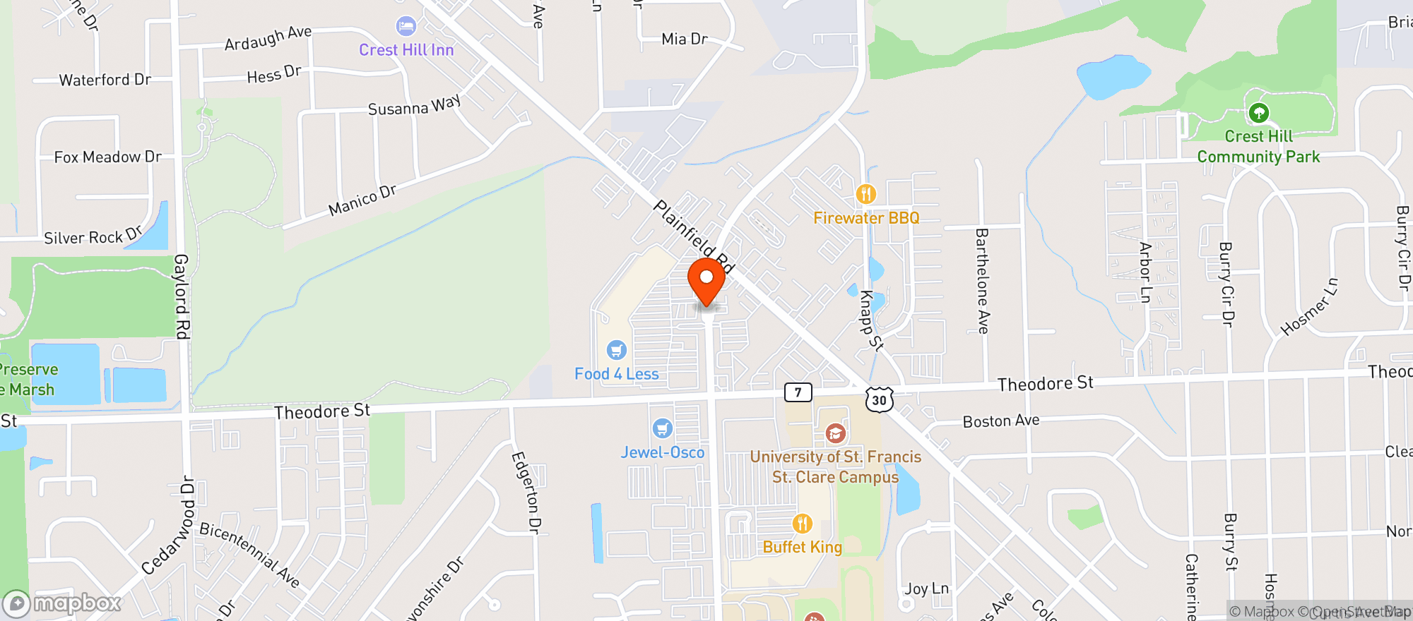 Map showing Food 4 Less