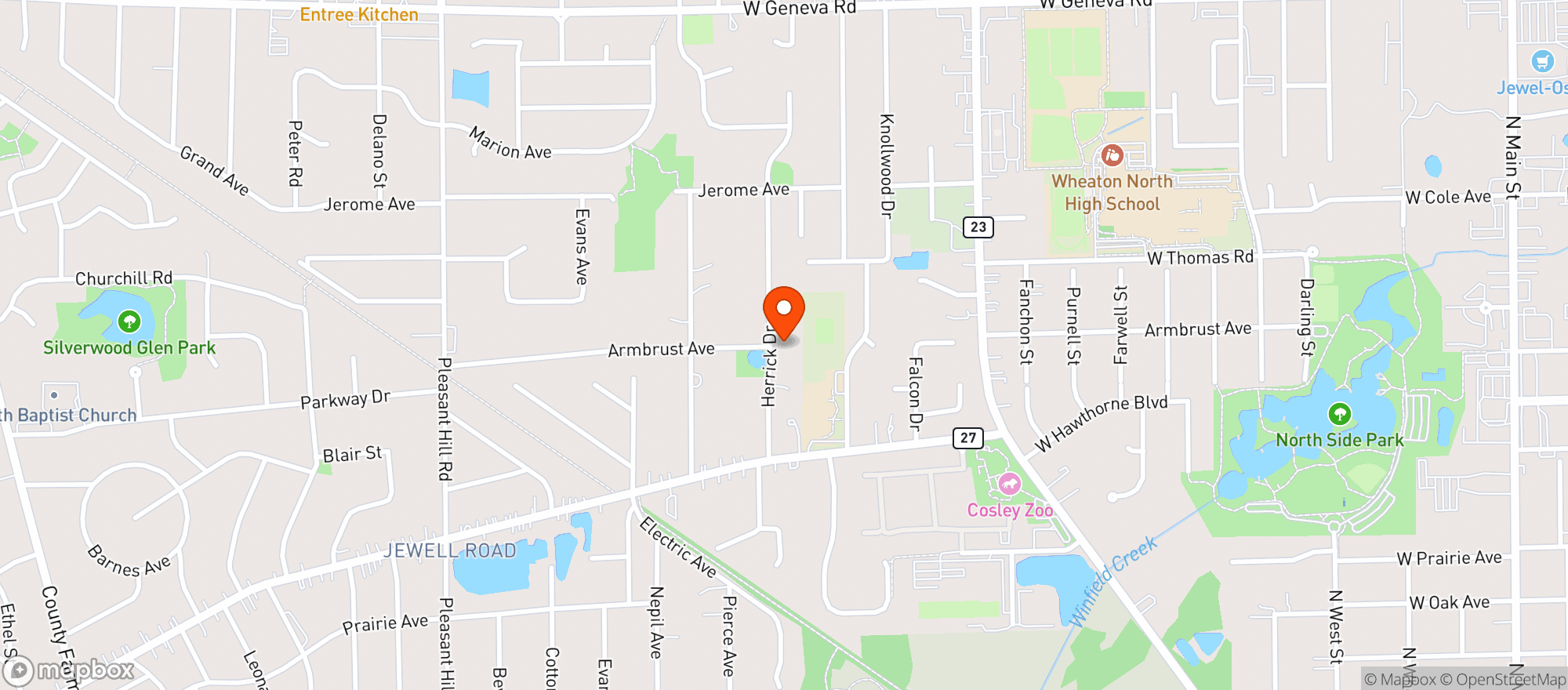 Map showing Herrick Park