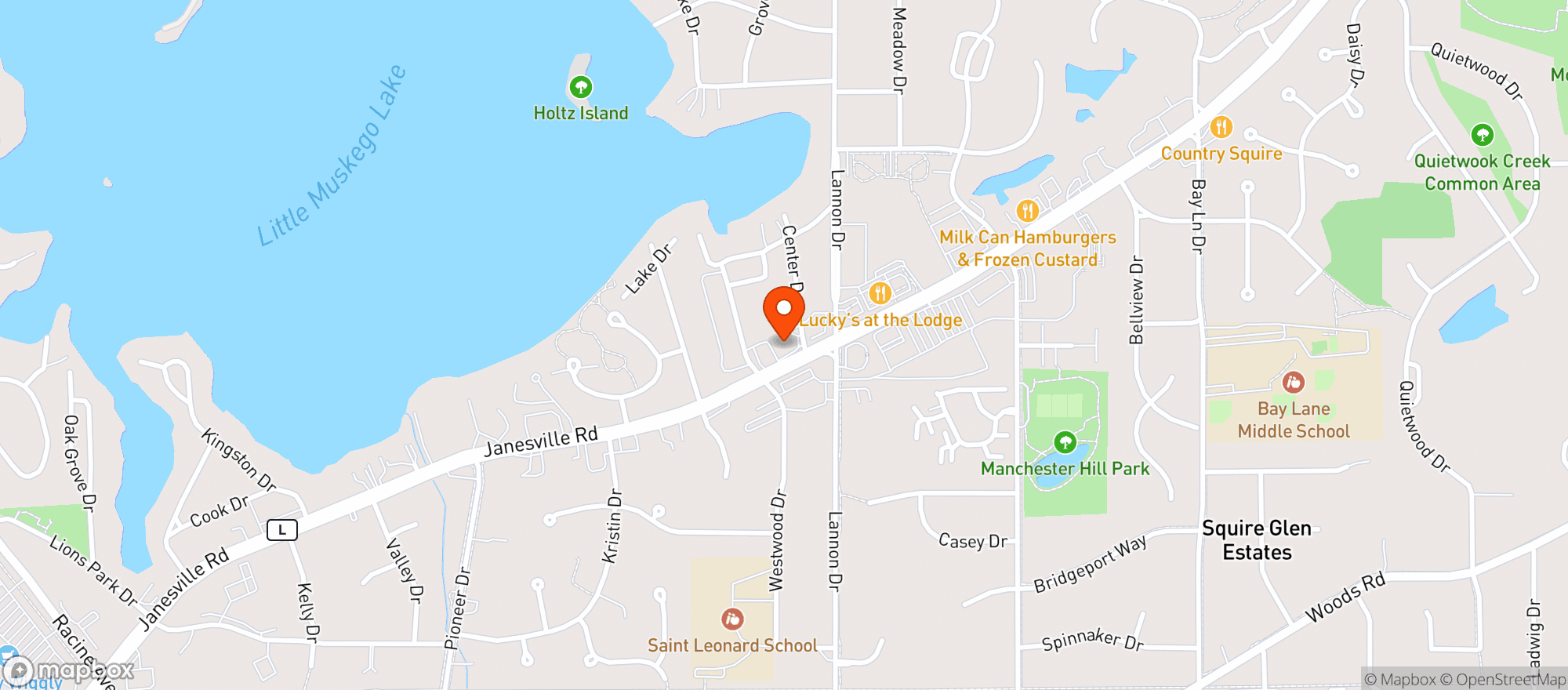 Map showing Muskego Beer & Liquor
