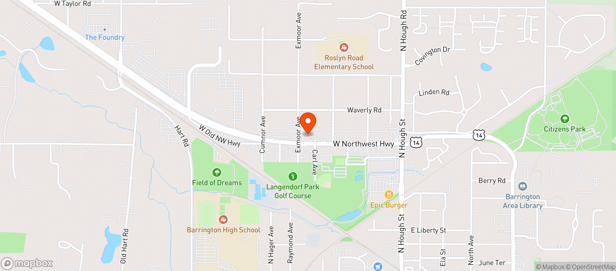 Map showing Garfield's Beverage Warehouse