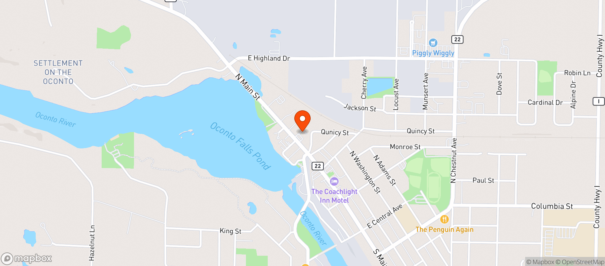 Map showing Bp Express (Oconto Falls)
