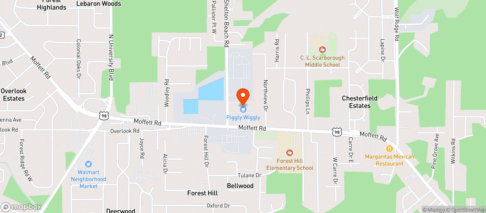 Map showing Piggly Wiggly #6