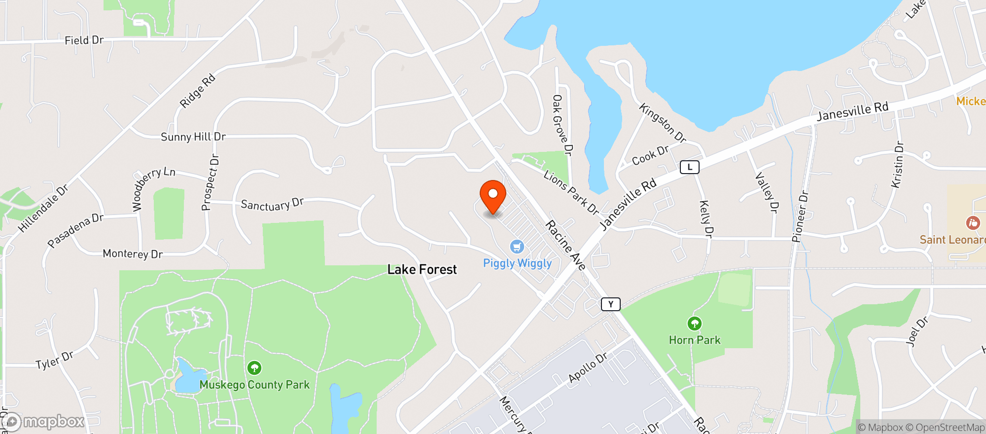 Map showing Muskego Piggly Wiggly