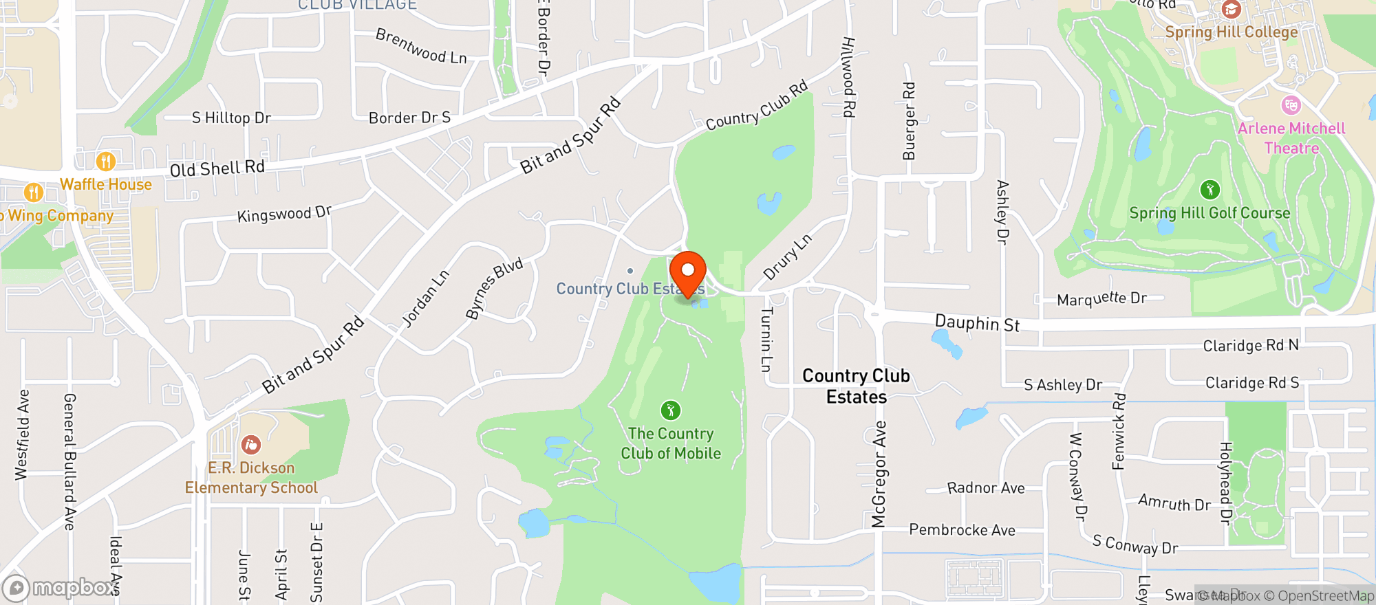 Map showing Country Club Of Mobile